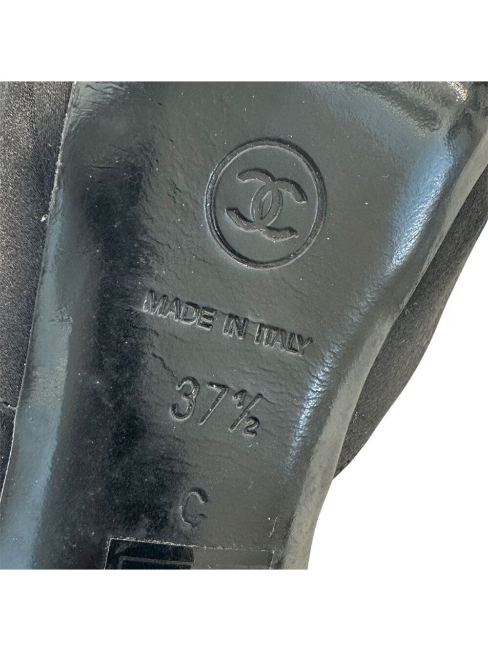 Chanel Shoes Leather Heels Black CC Logo Line - Picture 12 of 14